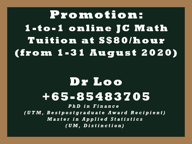 JC H2 Math Online Tuition Singapore Promotion